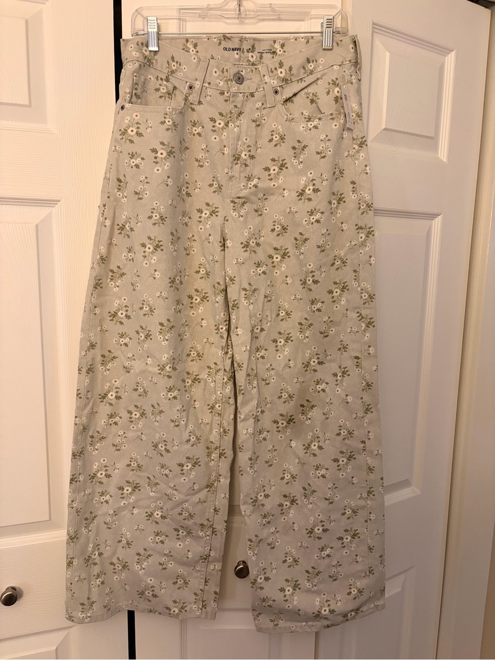 Old Navy Baggy Wide Leg Jeans - Green Floral